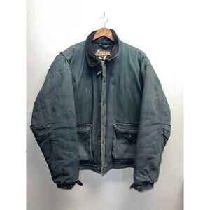 Vintage Work Wear Black Jacket Rocky Full Zip Puffer Workwear Heavy VTG XL